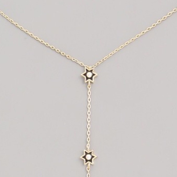 Gold Vermeil Lariat Star Pendant Coin Necklace - Picture 2 of 6